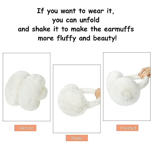 Ear Muffs for Women, Foldable Winter Faux Furry Earmuffs, Cold Weather Cute Soft Ear Warmer Covers Headband - Thumbnail 3