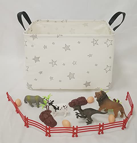 Image of Baby Storage Basket Nursery Box Laundry Hamper Organization Bins for Toys and Clothes with Handles (Star)