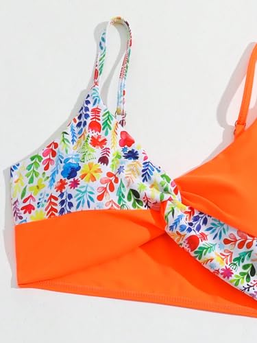 Image of Milumia Girl's 3 Piece Bikini Set Floral Print Swimwear Bathing Suit with Coverups