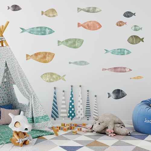 Vinilos Decorativos Pared Peces Oceánicos Boho miniatura 1