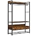 VASAGLE Kleiderschrank offen, Kleiderständer, Garderobe mit Stange, 2 Schubladen, Gitterablage, für Schlafzimmer, Ankleidezimmer, 120 x 40 x 180 cm, Industrie-Design, vintagebraun-schwarz RGR002B01