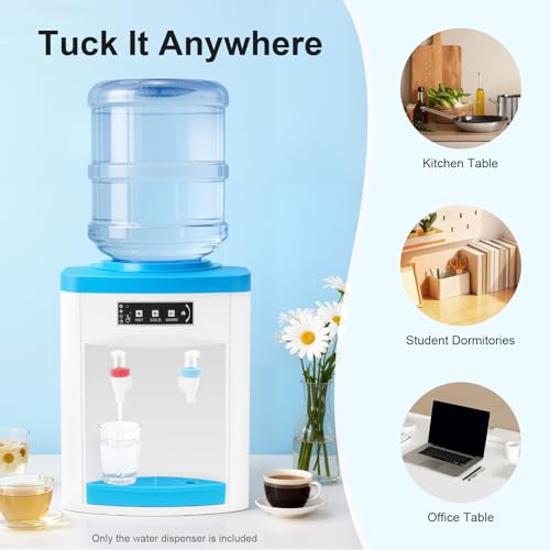 Image of 1.1-4.9 Gal Top Loading Water Dispenser, Hot /Cold /Warm Hot and Cold Mini Water Dispenser, Countertop Electric Hot Water Dispenser Water Cooler for Home, Office, Dorm Bedside Use(46.4F - 194F)