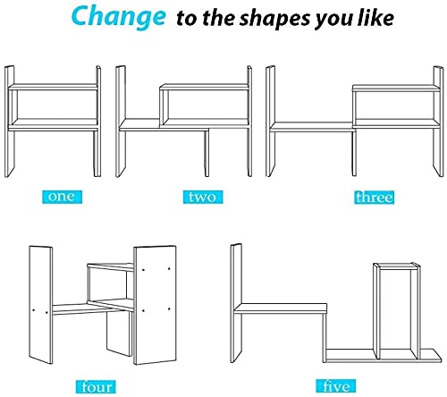 Image of Callas Adjustable Wood Desktop Storage Organizer Display Shelf Rack | Spice Rack | Counter Top Bookcase Book Shelf | Home Decor Display & Storage Rack Cabinet Unit | Parent (BS-1-Black)