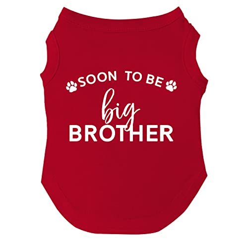 Soon to Be Big Brother Dog Tee Shirt | Sleeveless | Pregnancy Announcement | New Baby | Gender Reveal | Photoshoot (Red, X-Small 52)