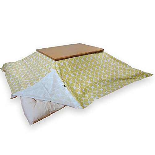 こたつ上掛けカバー 超大判長方形 グランキャロルイエロー 215×295cm マルチカバー 綿100% モダン 日本製 眠り姫