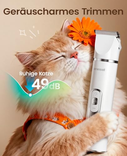 oneisall 3 in 1 Schermaschine Katze Hunde, Pfotentrimmer für Hunde, LCD-Anzeige Leise Katzenrasierer Profi Haarschneidemaschine für Katzen Hunde für Pfoten, Hintern, verknotet, Dingleberry