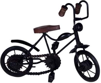 Delux Wood Carver Antique Wood and Wrought Iron Mini Cycle Figurine/Vintage Bike Iron Vehicle Model Bicycle for Toy Gifts Showcase Display Home Desktop Decor, Brown, Small, 1 Piece