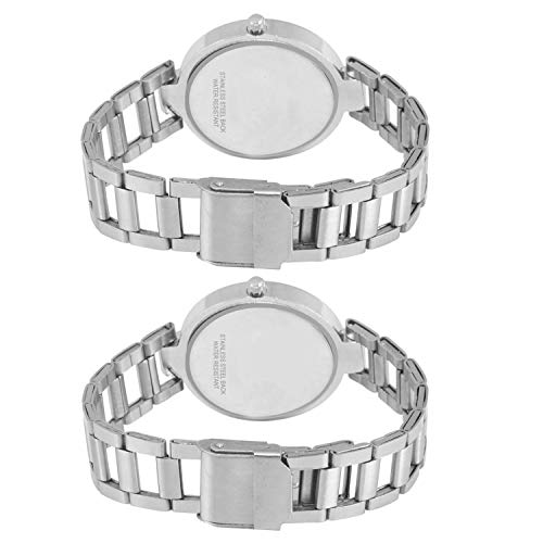 Acnos® Premium Multi Dial Silver Steel Strap Analogue Watches Combo for Girl's and Women's Pack of - 2