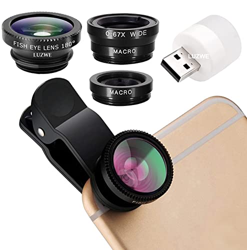Image of Universal Mobile Phone 3in1 Lens Super Wide Angle, Fish Eye & Macro Lens Professional HD Camera Multi Colour Lens Kit for All Android Smartphone and i-Phone, i-Pad Tablets, Laptop(Free Bulb)