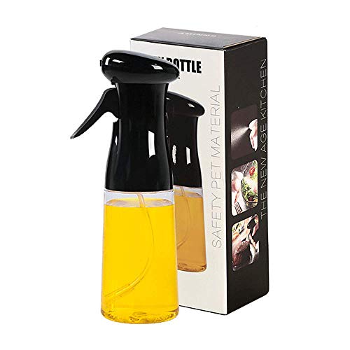 BIPEGE Oil Sprayer for Cooking, 7oz/210ml Olive Oil Spray Bottle Dispenser, BBQ Cooking Spray Bottle for Cooking, Baking, Salad, Air Fryer, Roasting (Black)