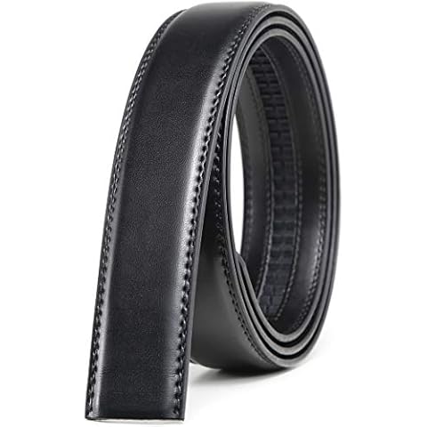 Founders & C Mens Leather Ratchet Belt Strap Only 1 3/8" Without Buckle (40"-50" Waist Adjustable, Black leather -106) Cover