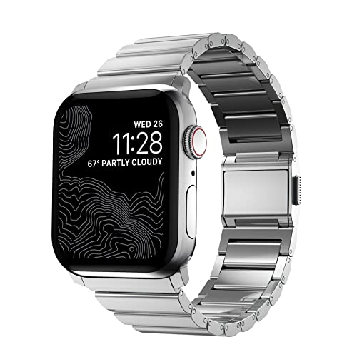 NOMAD Strap Stainless Steel V2 | robustes 42/44/45/49 mm Apple-Watch-Armband | aus Edelstahl | Silber