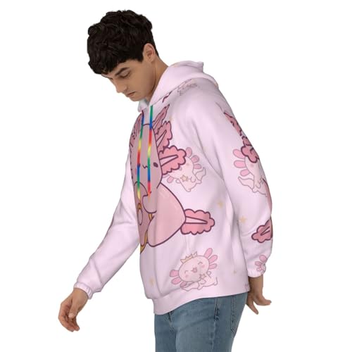 A-xolotl Kawaii Men's Hoodies, Hooded Collar Drawstring Hoodies Pullover Sweatshirts Casual Long Sleeves3