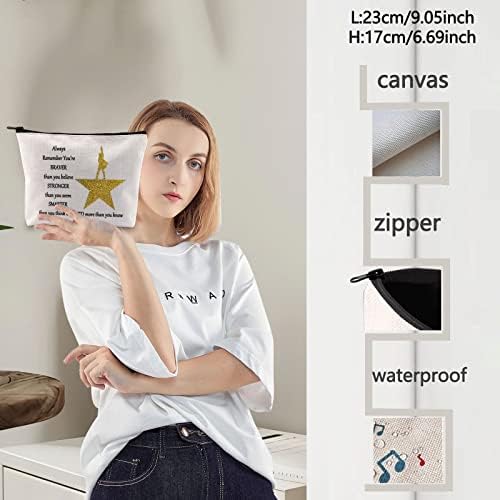 LEVLO Broadway Musical Cosmetic Make Up Bag Musicals Hamilton Inspired Gift You Are Braver Stronger Smarter Than You Think Hamilto Makeup Zipper Pouch Bag Hamilton Merchandise, Hamilton Bag