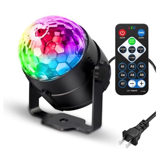 NEQUARE Party Lights Sound Activated Disco Lights Strobe Light 7 Lighting Color Disco Ball with Remote Control for Bar Club Halloween Party DJ Karaoke Xmas Wedding Show and Outdoor [2-Pack]