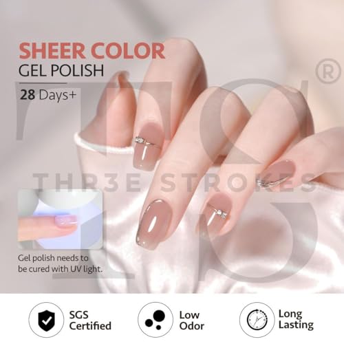 Image of THR3E STROKES Gel Nail Polish Set - 6 Colors Gel Polish Glitter Gel Polish Sparkle Nail Polish Gel Manicure DIY Salon Nail Art Gifts (LUXE, 7.5ML)