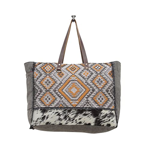 Myra Bag Western Leather Weekender Bag for Women - Geometric Penny4