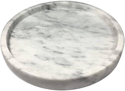 Miniatura 8 de Bandeja de mármol natural, bandeja decorativa circular de piedra de mármol para mostrador, joyas, tocador, bandeja pequeña redonda, 5-1/2 pulgadas
