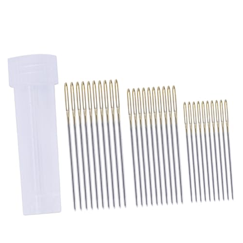 Beatifufu 30Pcs Large Eye Cross Stitch Needles Set Assorted Durable Embroidery Needles for Easy Threading Crafting Projects Includes Storage Barrel