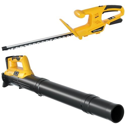 Houselife Cordless Hedge Trimmer and Leaf Blower Combo Compatible with Dewalt 20V Max Battery (Tool Only), 18'' Battery Powered Hedge Trimmers and Electric Leaf Blowers Lawn Care, Yard, Garden