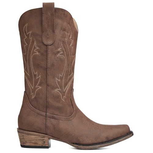 Image of Cowboy Boots for Women, Cowgirl Boots with Embroidered and Chunky Heel, Ideal for Daily Wear and Country Fashion