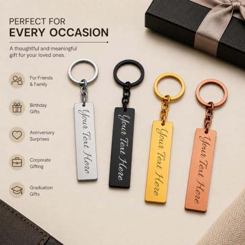 Image of Premium Customized Metal Keychain | Personalized Name Engraved Keychain for Car & House Keys | Stylish Stainless Steel Gift for Men & Women