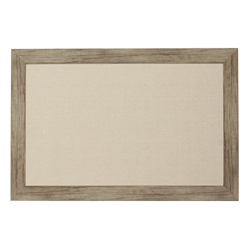 DesignOvation Beatrice Framed Linen Fabric Pinboard, 18x27, Rustic Brown