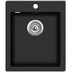 Fregadero Sobrepuesto Fregadero sobrepuesto de granito, Leepesx Mueble Pila Lavadero, Pila Fregadero Cocina, Fregadero Sobre Encimera, Fregadero baño Encimera, Picas De Cocina, negro