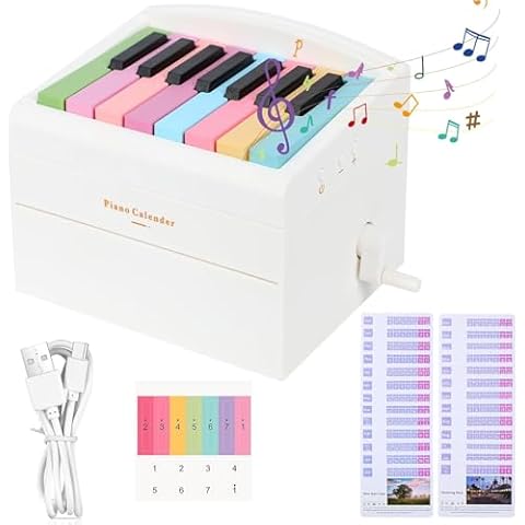Piano Calendar 2025, Playable Piano Desk Calendar, Mini Piano Calendar with 52 Simplified Music Scores in 27 Cards, Gift for Family and Friends(White) Cover