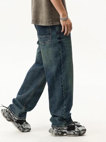 Jeans Pants Trousers Denim Versatile Comfortable Handsome Men's Retro Style Washed Straight Leg4