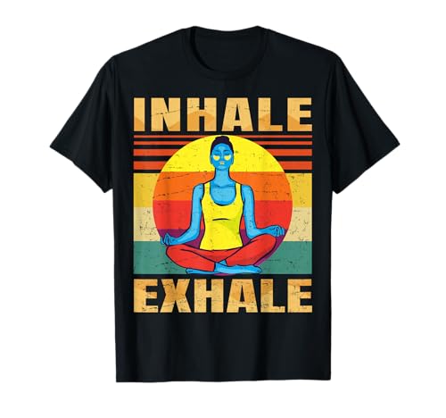 Inhale Exhale - Retro Yoga Pose - Namaste - Savasana - Gift T-Shirt