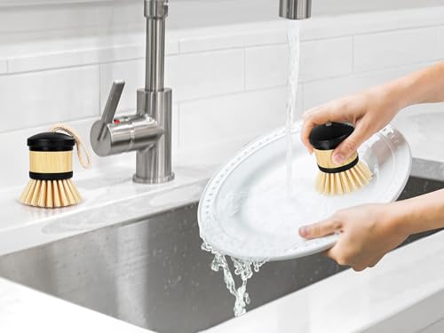 Image of Dish Brush, Palm Scrubber with Comfortable Grip for Dishes Kitchen Sink Vegetables Scrubbing, 6 Pack