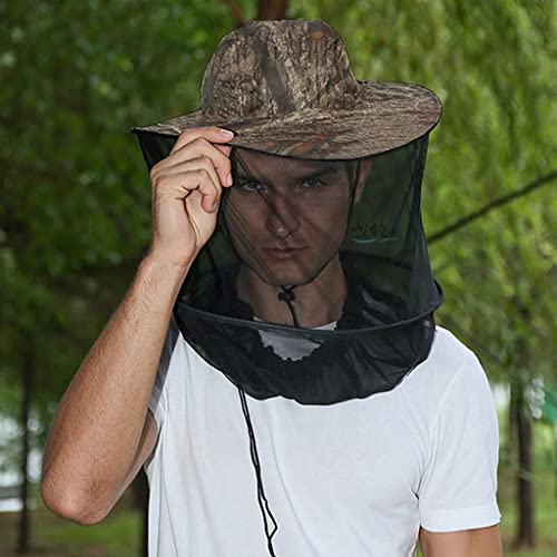 YIJU Apicultor Chapéu de terre Mosquiteiro Net Uv Chapéu de Malha de Proteção O Ar Livre, Camo Marro