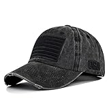 Photo Gallery berretto da baseball con bandiera americana, cappello in denim di cotone vintage lavato regolabile per donne e uomini, nero, taglia unica Photo Gallery berretto da baseball con bandiera americana, cappello in denim di cotone vintage lavato regolabile per donne e uomini, nero, taglia unica