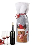 Vitsrisea Bolsas para Vino de Tela navideña - Decoración Reutilizable con cordón, Cubierta para Botella de Vino para Navidad - para Boda, cumpleaños, Viaje, y año Nuevo, Alce, Consulte la