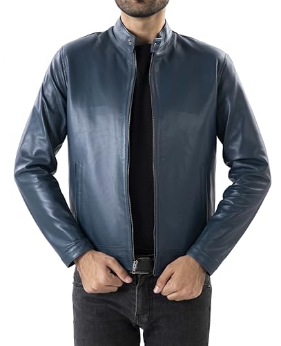 Image of Jild Classical Single Piece Lambskin Leather Jacket Men - Everyday Wear Snap Tab Collar Men's Motorcycle Leather Jacket