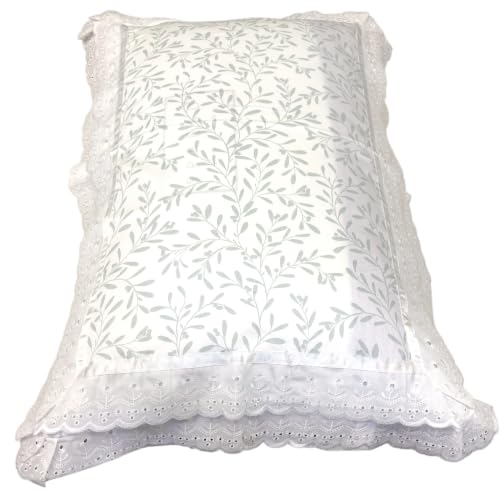 Image of VHC 100% Cotton Lace Pillow Cover /Case Set (Pack of 2)-Maroon (OliveGreen)