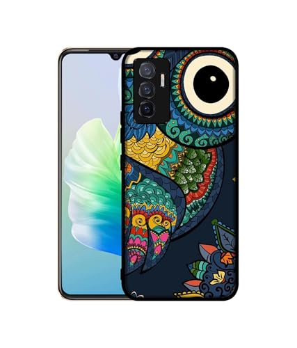 Image of Owl Illustration Design Premium 2D Printed Metal Back Case Cover for Vivo V23E 5G / Y75 4G