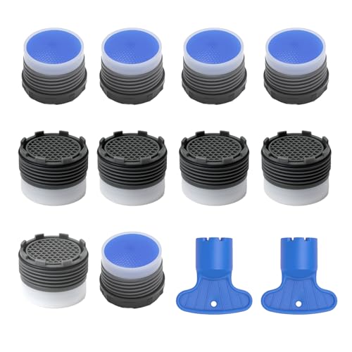 Aihoom 10 Piezas Aireador Grifo + 2 Llaves Filtro, Para Cocina, Lavabo y Baño, Aireadores y Filtros para Grifos (18.5 mm)
