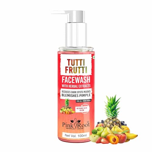 Pink Root Tutti Frutti Face Wash (100 ml) Helps in Oil Balancing, Oil Control, Tan Removes, Dark Spot Removal Suitable for Unisex Daily Skin Care Routine