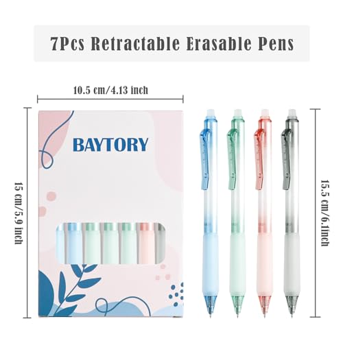 Set de 7 bolígrafos borrables retráctiles punta fina 0.5 mm miniatura 2