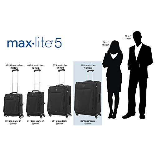 Travelpro Maxlite 5-Softside Expandable Spinner Wheel Luggage, Azure Blue, Checked-Large 29-Inch