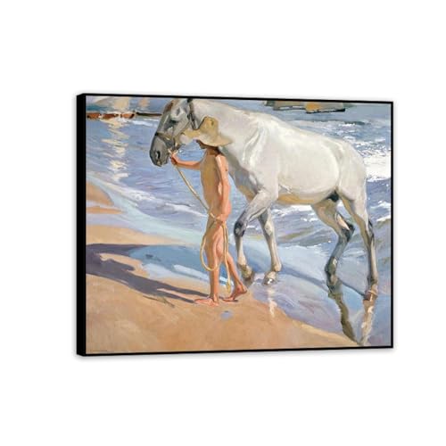 Le bain du cheval peinture Sorolla pour illuminer votre décoration murale de salon