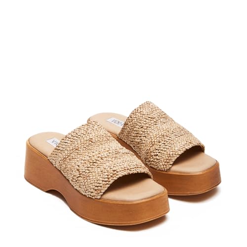 VICKI·VICKI Platform Sandals Women Raffia Slip On Wedge Sandals Summer Open Toe Espadrille for Women Comfort Straw Beach Casual Shoes2