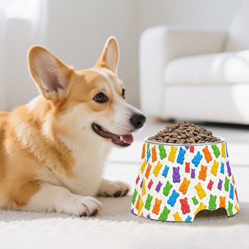 Bunte Gummibärchen für Hunde, rutschfest, Edelstahl, erhöhter Katzennapf für langsames Fressen