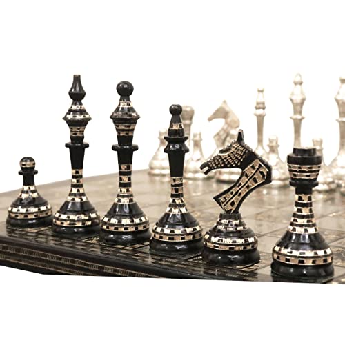 Jeu d'échecs soviétique en métal, le cadeau d'art unique en laiton de 14 pouces