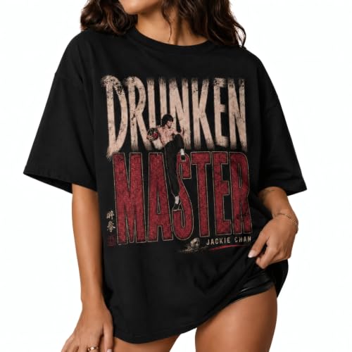 Jackie Chan Drunken Master Shirt Funny Drinking Beer T Shirt Kung Fu Movie Graphic Tee Black