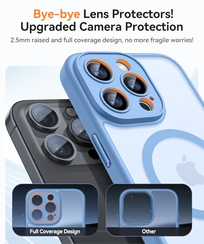 Image of CANSHN Magnetic Compatible with iPhone 16 Pro Case, Upgraded [Full Camera Protection] [Compatible with Magsafe] [Translucent Matte] Shockproof Protective Phone Case Cover 6.3 Inch - Light Blue