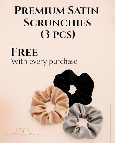 Image of Satin Pillow Covers Set of 2 with 3 Free Random Color Scrunchies - Luxurious, Soft & Smooth Cushion Cases for Skin and Hair Care (Black)