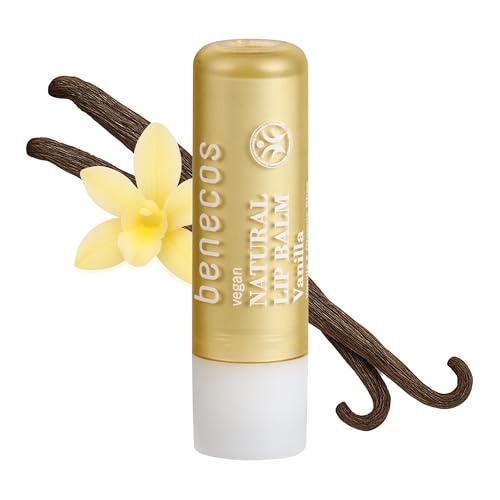 Benecos Natural Lip Balm vanilla - cremiger Lippenbalsam mit Vanilleduft - feuchtigkeitsspendender Pflegestift mit Bio-Sheabutter & Jojoba - vegan & palmölfrei